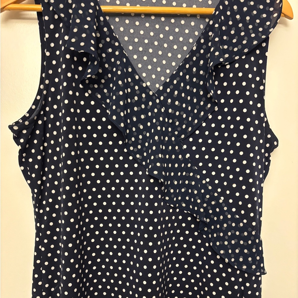 Calvin Klein Blue and White Sleeveless Tank Top